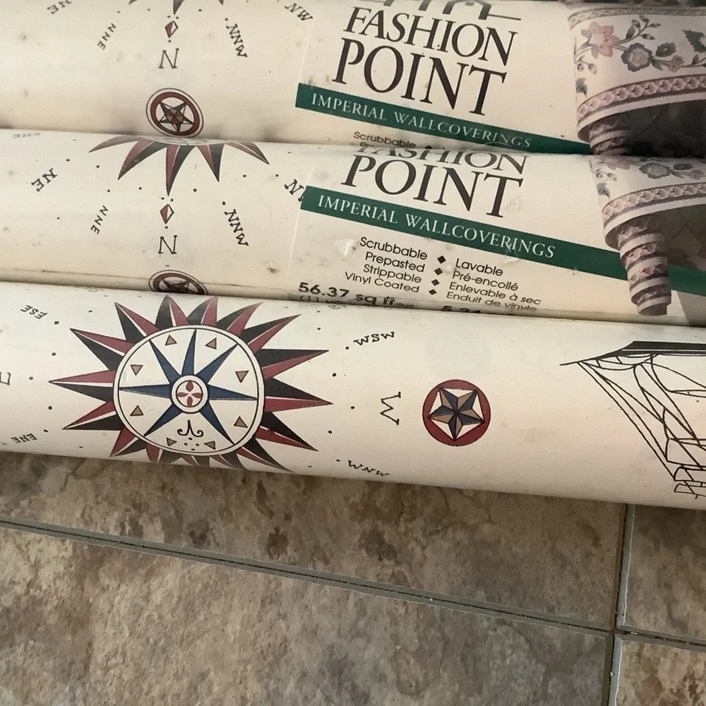 Vintage Fashion Point Imperial Wall Coverings Wallpaper Nautical Ship Unopened